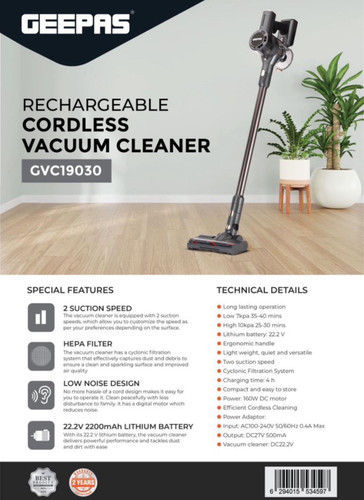 جارو شارژی جیپاس مدل GVC19030